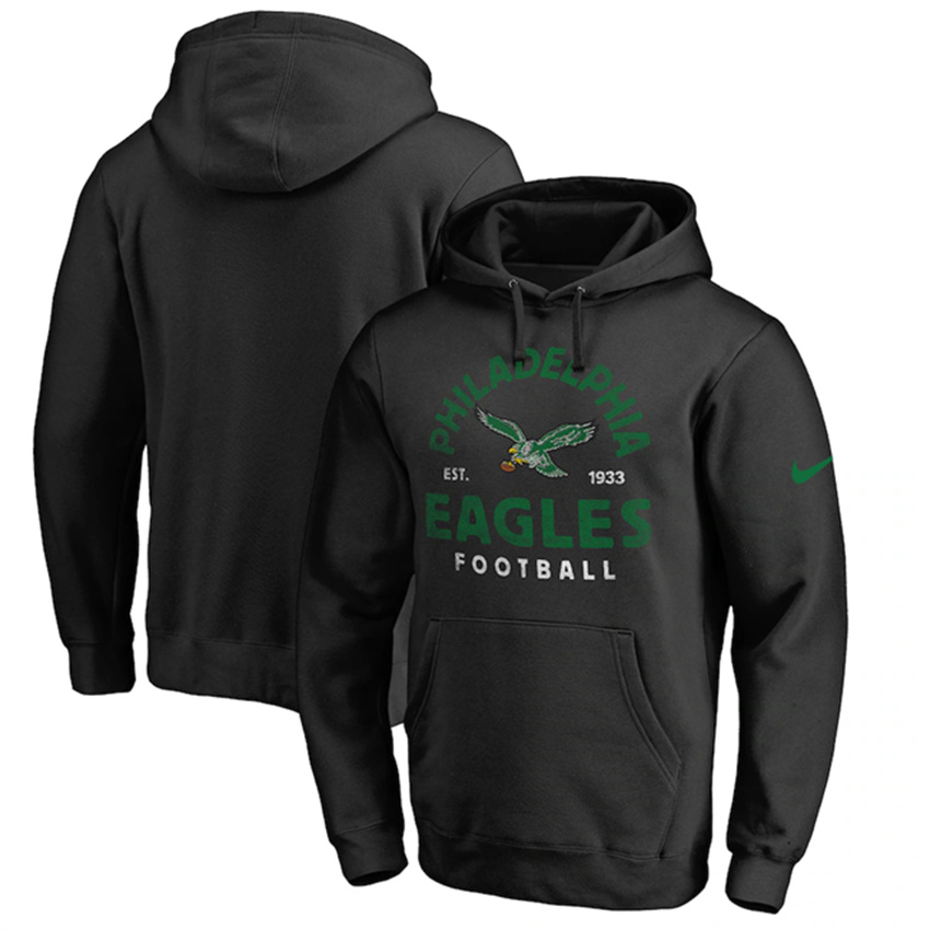 Men's Black Philadelphia Eagles Sideline Pullover Hoodie
